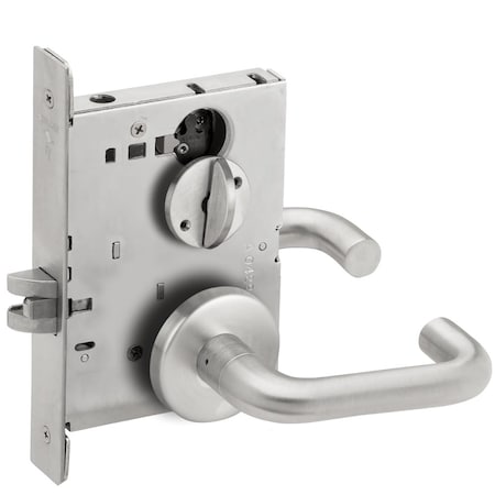 Schlage Grade 1 Bed Bathroom Privacy Mortise Lock, 03 Lever, B Rose, Satin Stainless Steel Finish L9040 03B 630